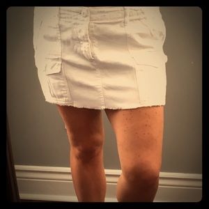 White Cargo Skirt w/ Frayed hem